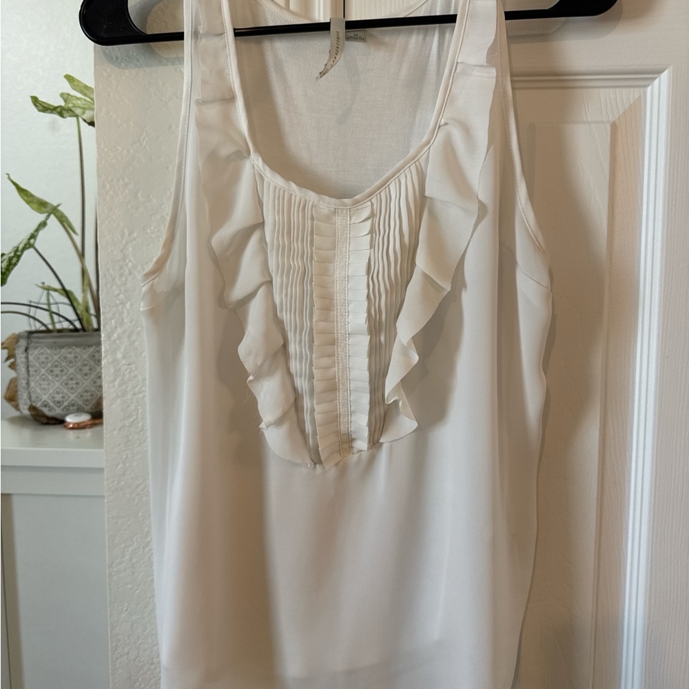 Elegant White Ruffle Tank Top
